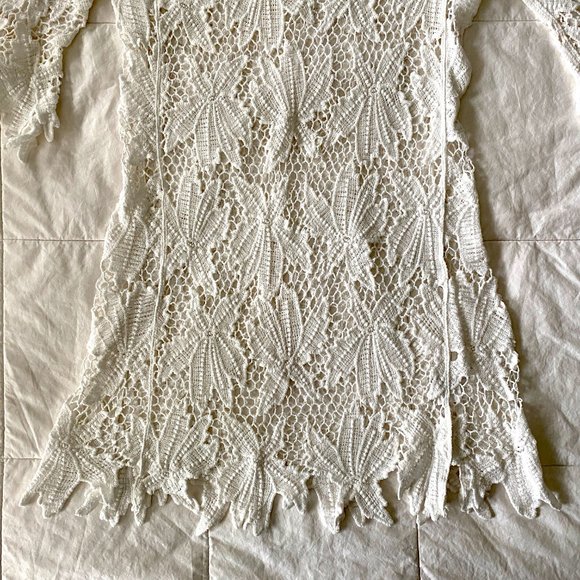 White Cotton Lace Crochet Beach Cover Up Solitaire Swim - Picture 5 of 13